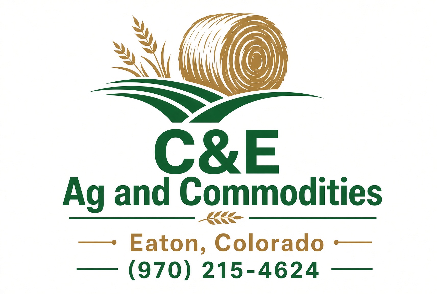 C&E Ag and Commodities logo: Eaton, Colorado, (970) 215-4624
